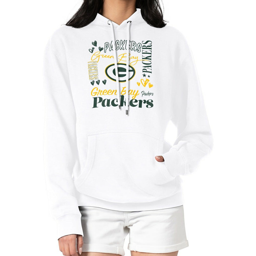 Green Bay Packers G-III 4Her by Carl Banks Women's Collage Graphic Fleece Pullover Hoodie White