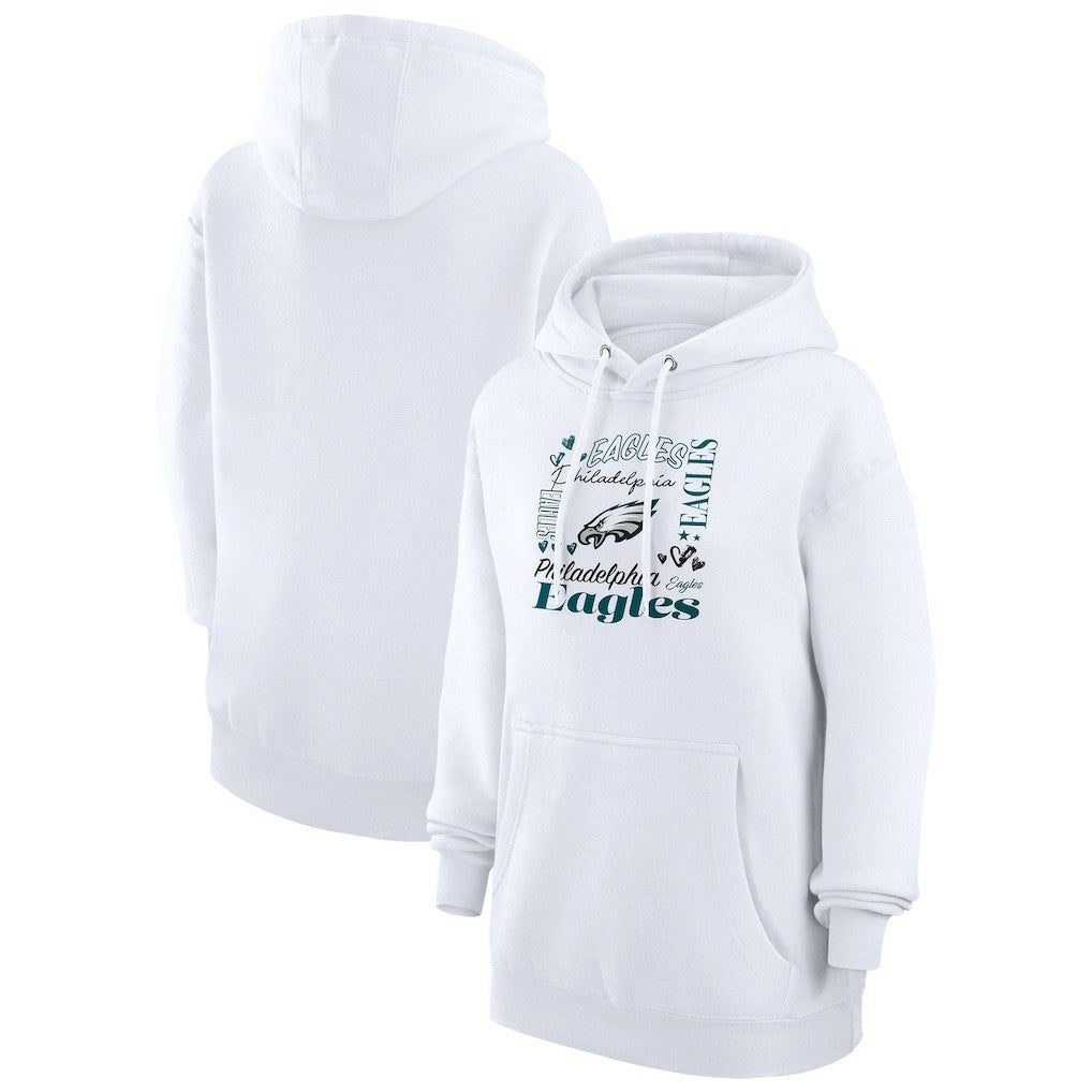 Philadelphia Eagles G-III 4Her by Carl Banks Women's Collage Graphic Fleece Pullover Hoodie White