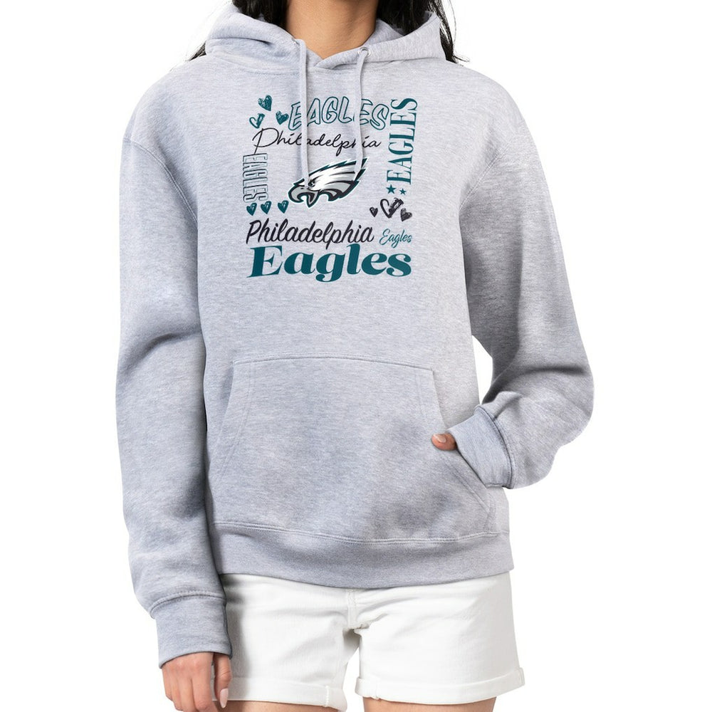 Philadelphia Eagles G-III 4Her by Carl Banks Women's Collage Graphic Fleece Pullover Hoodie Heather Gray