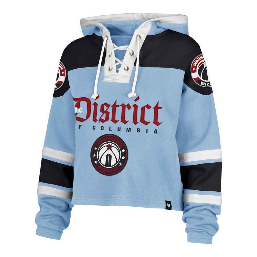 Washington Wizards '47 Women's 2024/25 City Edition Superior Cropped Lace-Up Pullover Hoodie Light Blue | 47 brand
