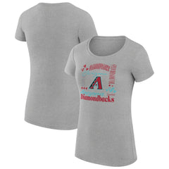 Arizona Diamondbacks G-III 4Her by Carl Banks Women's Super-Slim Fit Lightweight Collage Team Graphic Crew Neck T-Shirt - Heather Gray - MLB Sale
