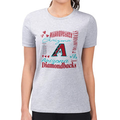 Arizona Diamondbacks G-III 4Her by Carl Banks Women's Super-Slim Fit Lightweight Collage Team Graphic Crew Neck T-Shirt - Heather Gray - MLB Sale