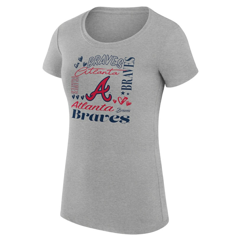 Atlanta Braves G-III 4Her by Carl Banks Women's Super-Slim Fit Lightweight Collage Team Graphic Crew Neck T-Shirt - Heather Gray - MLB Online