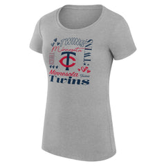 Minnesota Twins G-III 4Her by Carl Banks Women's Super-Slim Fit Lightweight Collage Team Graphic Crew Neck T-Shirt - Heather Gray - MLB Online