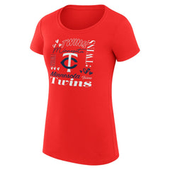 Minnesota Twins G-III 4Her by Carl Banks Women's Super-Slim Fit Lightweight Collage Team Graphic Crew Neck T-Shirt - Red - MLB Online