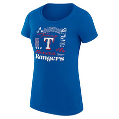 Texas Rangers G-III 4Her by Carl Banks Women's Super-Slim Fit Lightweight Collage Team Graphic Crew Neck T-Shirt - Royal - MLB Sale