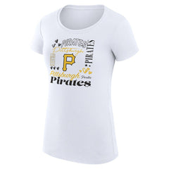 Pittsburgh Pirates G-III 4Her by Carl Banks Women's Super-Slim Fit Lightweight Collage Team Graphic Crew Neck T-Shirt - White - MLB Sale