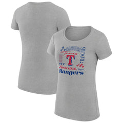 Texas Rangers G-III 4Her by Carl Banks Women's Super-Slim Fit Lightweight Collage Team Graphic Crew Neck T-Shirt - Heather Gray - MLB Online