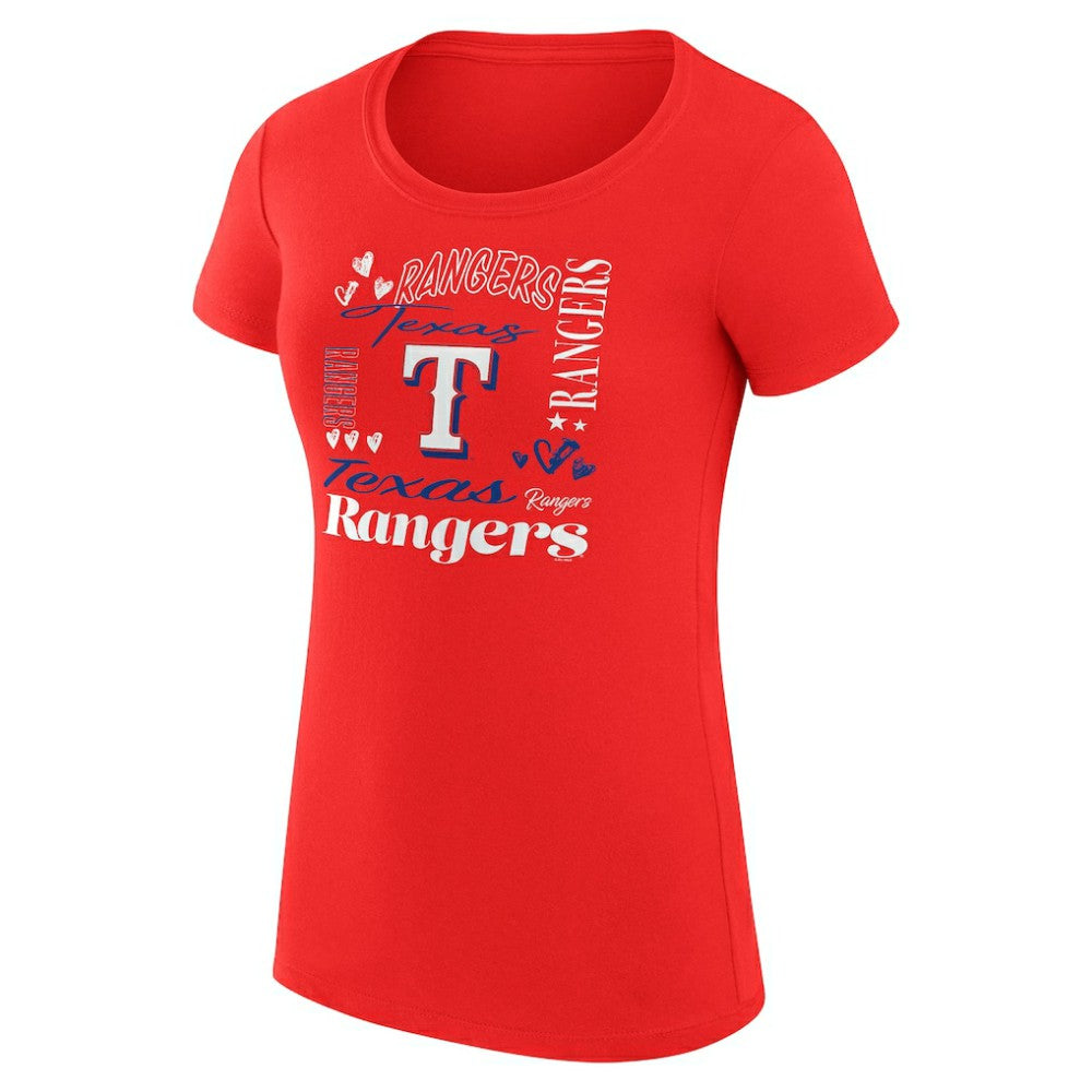 Texas Rangers G-III 4Her by Carl Banks Women's Super-Slim Fit Lightweight Collage Team Graphic Crew Neck T-Shirt - Red - MLB Discount
