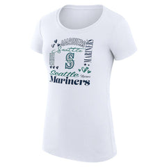 Seattle Mariners G-III 4Her by Carl Banks Women's Super-Slim Fit Lightweight Collage Team Graphic Crew Neck T-Shirt - White - MLB Lifestyle
