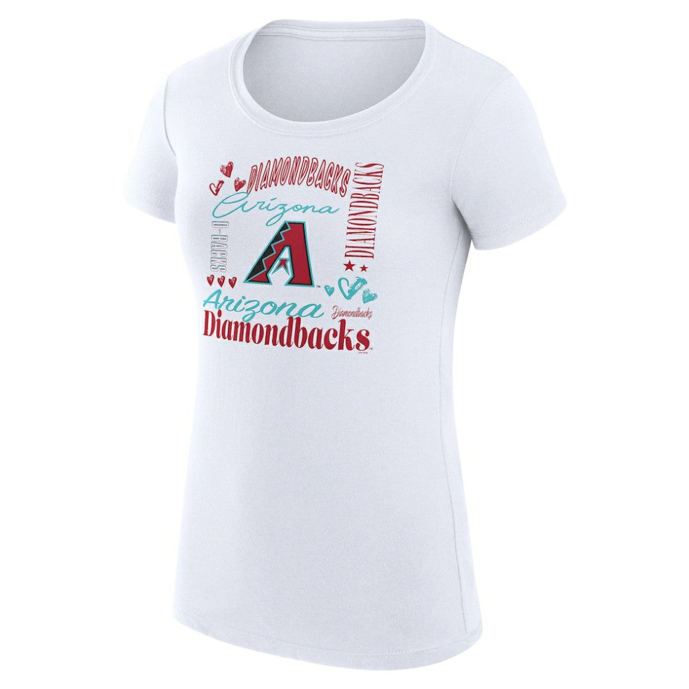 Arizona Diamondbacks G-III 4Her by Carl Banks Women's Super-Slim Fit Lightweight Collage Team Graphic Crew Neck T-Shirt - White - MLB Sale