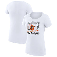Baltimore Orioles G-III 4Her by Carl Banks Women's Super-Slim Fit Lightweight Collage Team Graphic Crew Neck T-Shirt - White - MLB Sale