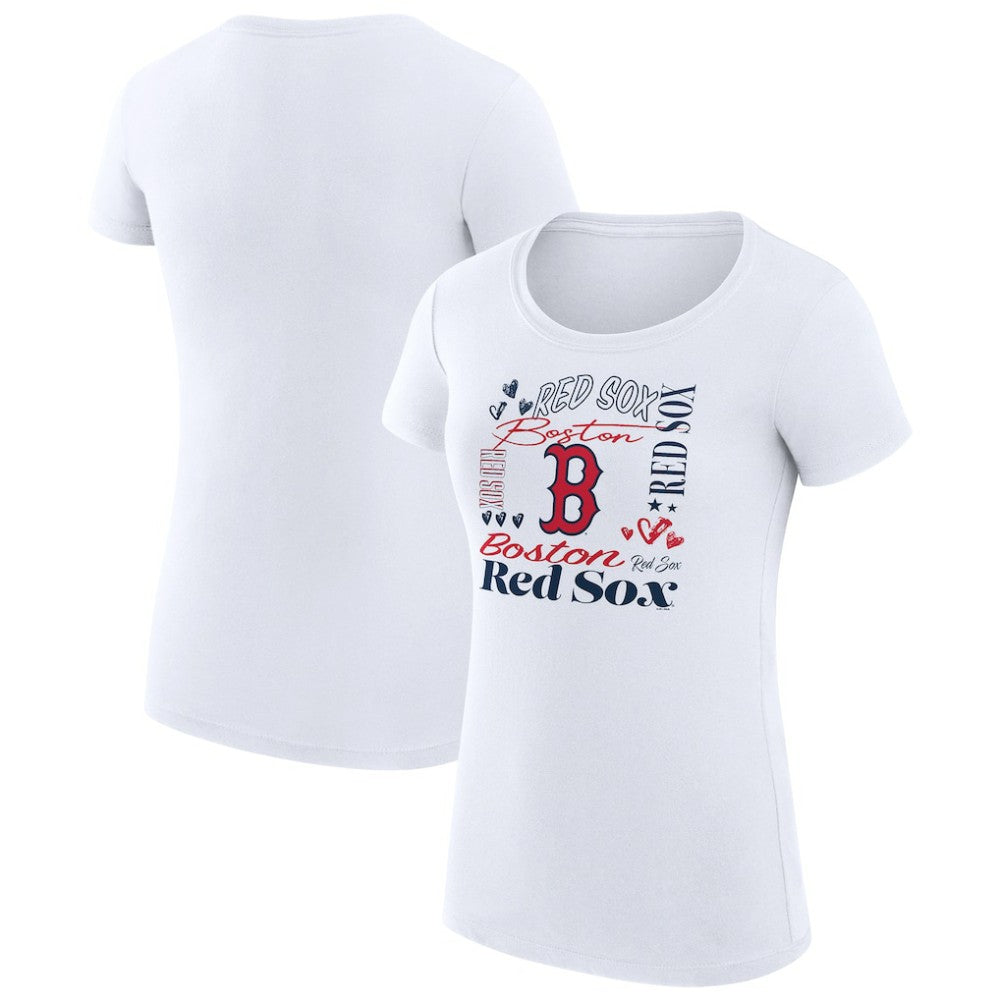 Boston Red Sox G-III 4Her by Carl Banks Women's Super-Slim Fit Lightweight Collage Team Graphic Crew Neck T-Shirt - White - MLB Discount