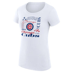 Chicago Cubs G-III 4Her by Carl Banks Women's Super-Slim Fit Lightweight Collage Team Graphic Crew Neck T-Shirt - White - MLB Sale