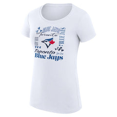 Toronto Blue Jays G-III 4Her by Carl Banks Women's Super-Slim Fit Lightweight Collage Team Graphic Crew Neck T-Shirt - White - MLB Discount