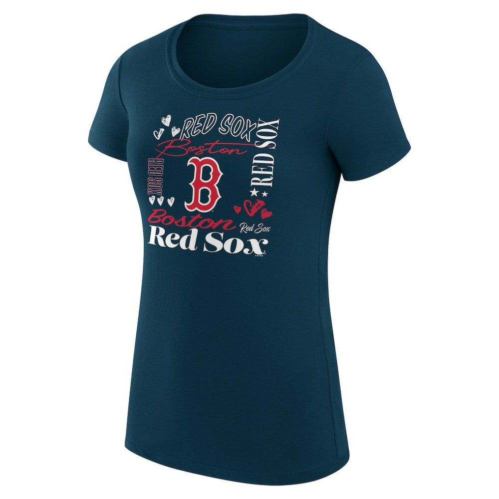 Boston Red Sox G-III 4Her by Carl Banks Women's Super-Slim Fit Lightweight Collage Team Graphic Crew Neck T-Shirt - Navy - MLB Discount