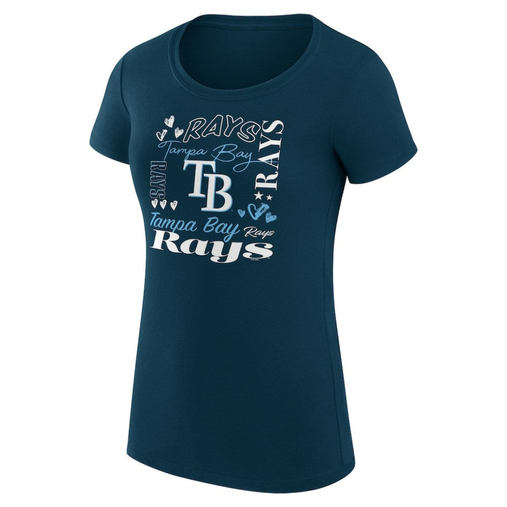 Tampa Bay Rays G-III 4Her by Carl Banks Women's Super-Slim Fit Lightweight Collage Team Graphic Crew Neck T-Shirt - Navy - MLB on Sale