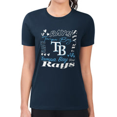 Tampa Bay Rays G-III 4Her by Carl Banks Women's Super-Slim Fit Lightweight Collage Team Graphic Crew Neck T-Shirt - Navy - MLB on Sale