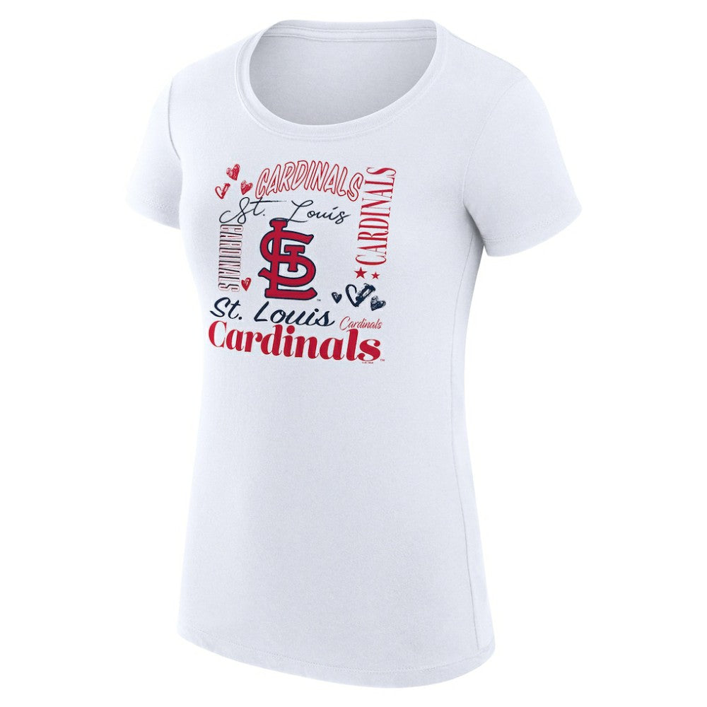 St. Louis Cardinals G-III 4Her by Carl Banks Women's Super-Slim Fit Lightweight Collage Team Graphic Crew Neck T-Shirt - White - MLB on Sale