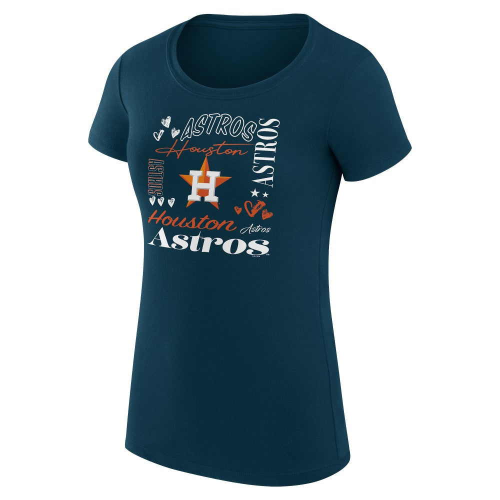 Houston Astros G-III 4Her by Carl Banks Women's Super-Slim Fit Lightweight Collage Team Graphic Crew Neck T-Shirt - Navy - MLB Online
