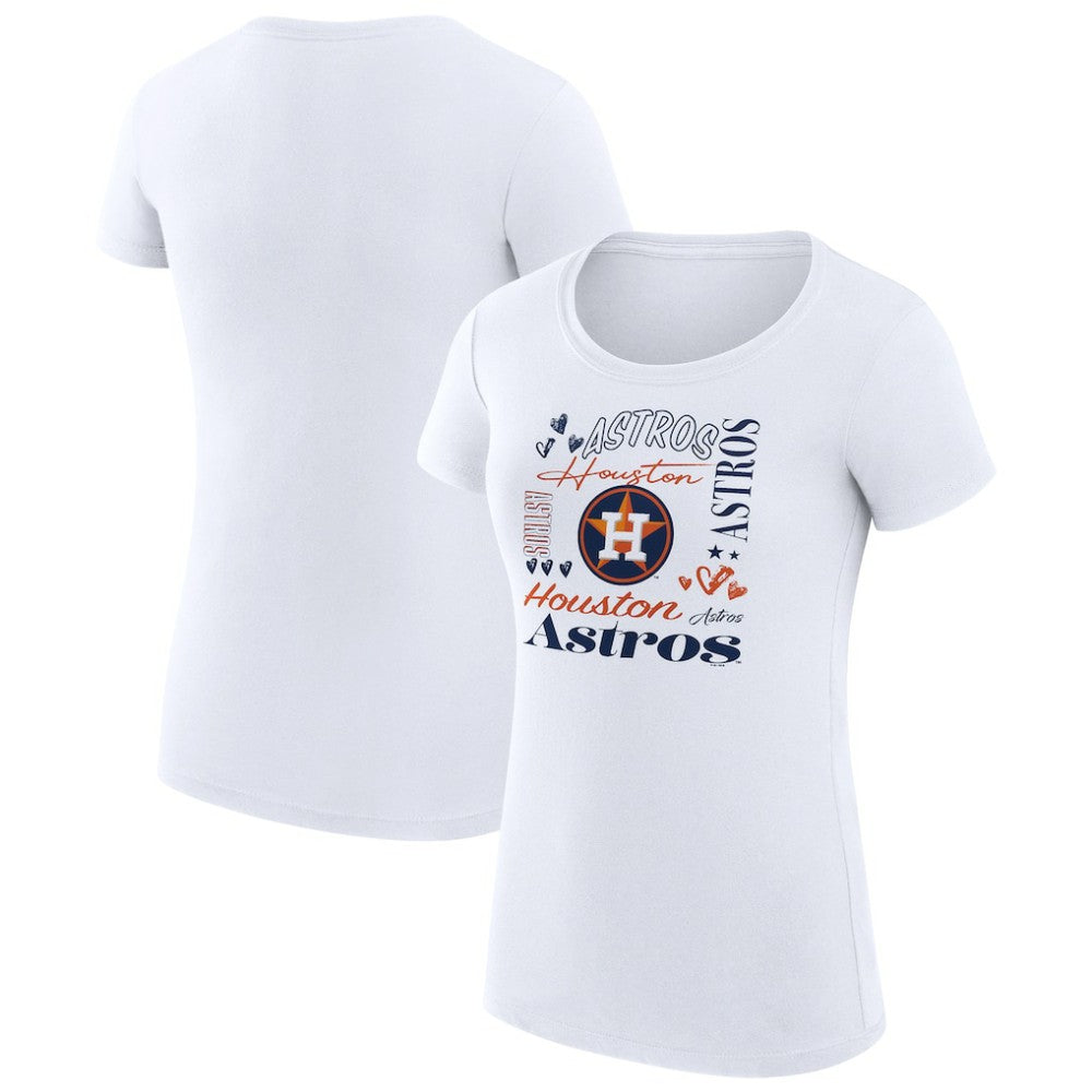 Houston Astros G-III 4Her by Carl Banks Women's Super-Slim Fit Lightweight Collage Team Graphic Crew Neck T-Shirt - White - MLB Lifestyle
