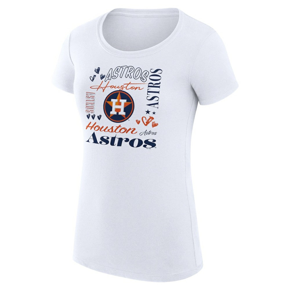 Houston Astros G-III 4Her by Carl Banks Women's Super-Slim Fit Lightweight Collage Team Graphic Crew Neck T-Shirt - White - MLB Lifestyle
