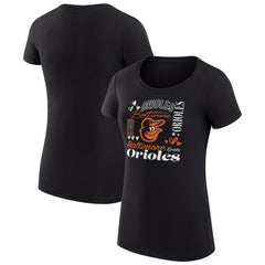 Baltimore Orioles G-III 4Her by Carl Banks Women's Super-Slim Fit Lightweight Collage Team Graphic Crew Neck T-Shirt - Black - MLB on Sale