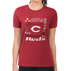 Cincinnati Reds G-III 4Her by Carl Banks Women's Super-Slim Fit Lightweight Collage Team Graphic Crew Neck T-Shirt - Red - MLB Discount