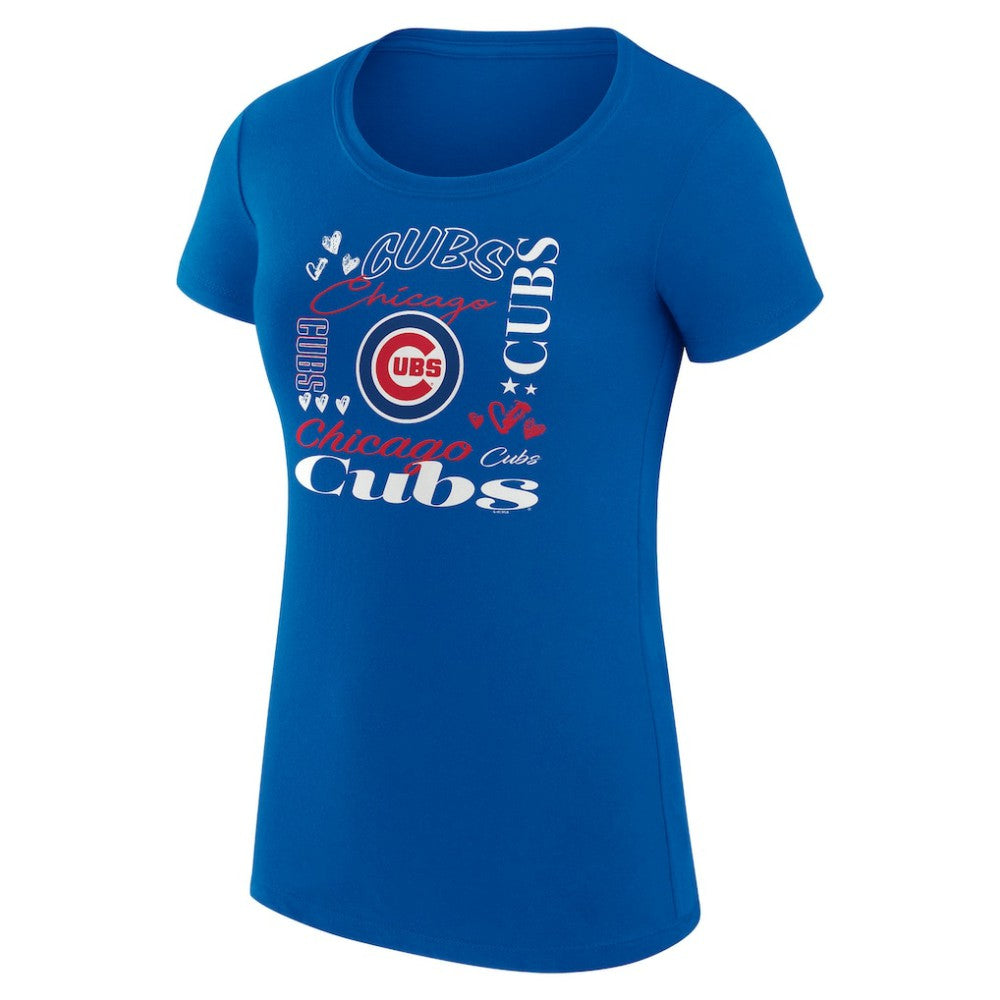 Chicago Cubs G-III 4Her by Carl Banks Women's Super-Slim Fit Lightweight Collage Team Graphic Crew Neck T-Shirt - Royal - MLB Discount