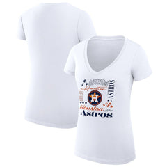 Houston Astros G-III 4Her by Carl Banks Women's Super-Slim Fit Lightweight Collage Team Graphic V-Neck T-Shirt - White - MLB Discount