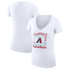 Arizona Diamondbacks G-III 4Her by Carl Banks Women's Super-Slim Fit Lightweight Collage Team Graphic V-Neck T-Shirt - White - MLB on Sale