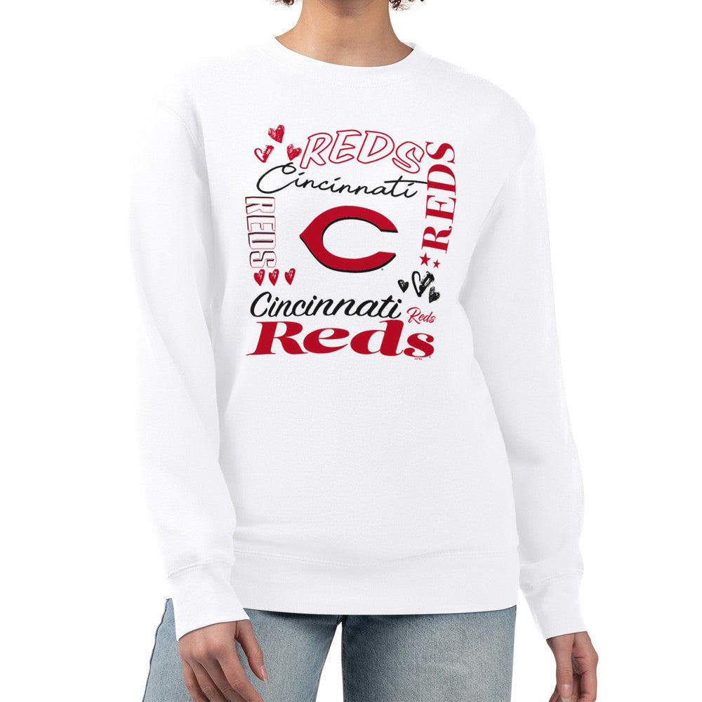 Cincinnati Reds G-III 4Her by Carl Banks Women's Collage Team Graphic Fleece Pullover Hoodie - White - MLB on Sale