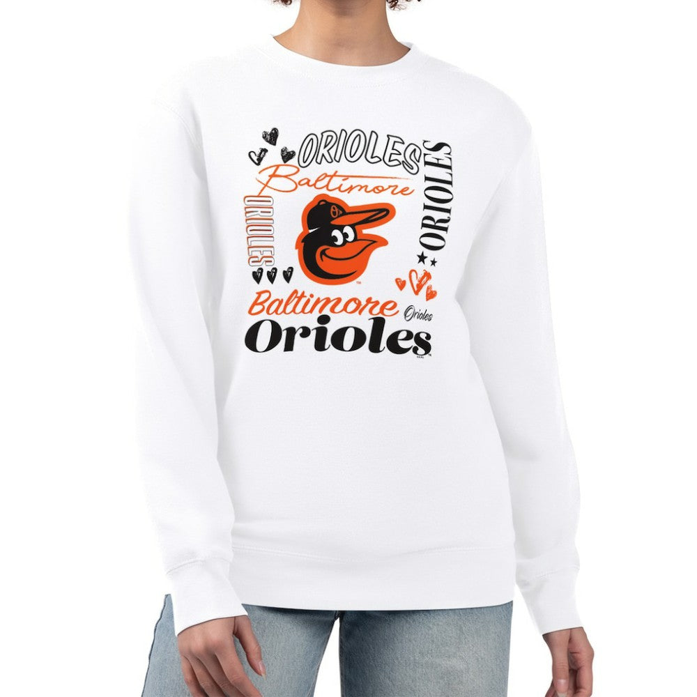 Baltimore Orioles G-III 4Her by Carl Banks Women's Collage Team Graphic Fleece Pullover Hoodie - White - MLB Lifestyle
