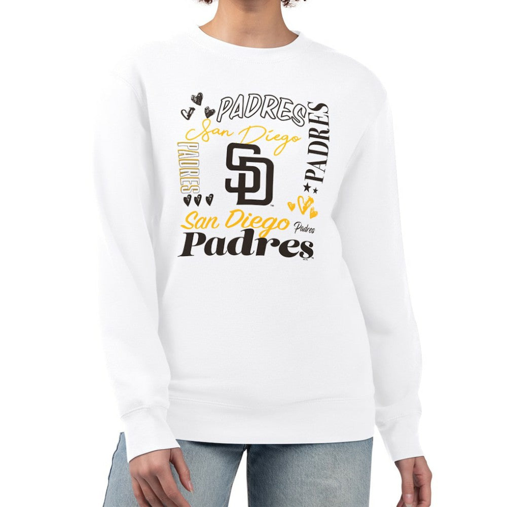 San Diego Padres G-III 4Her by Carl Banks Women's Collage Team Graphic Fleece Pullover Hoodie - White - MLB Sale