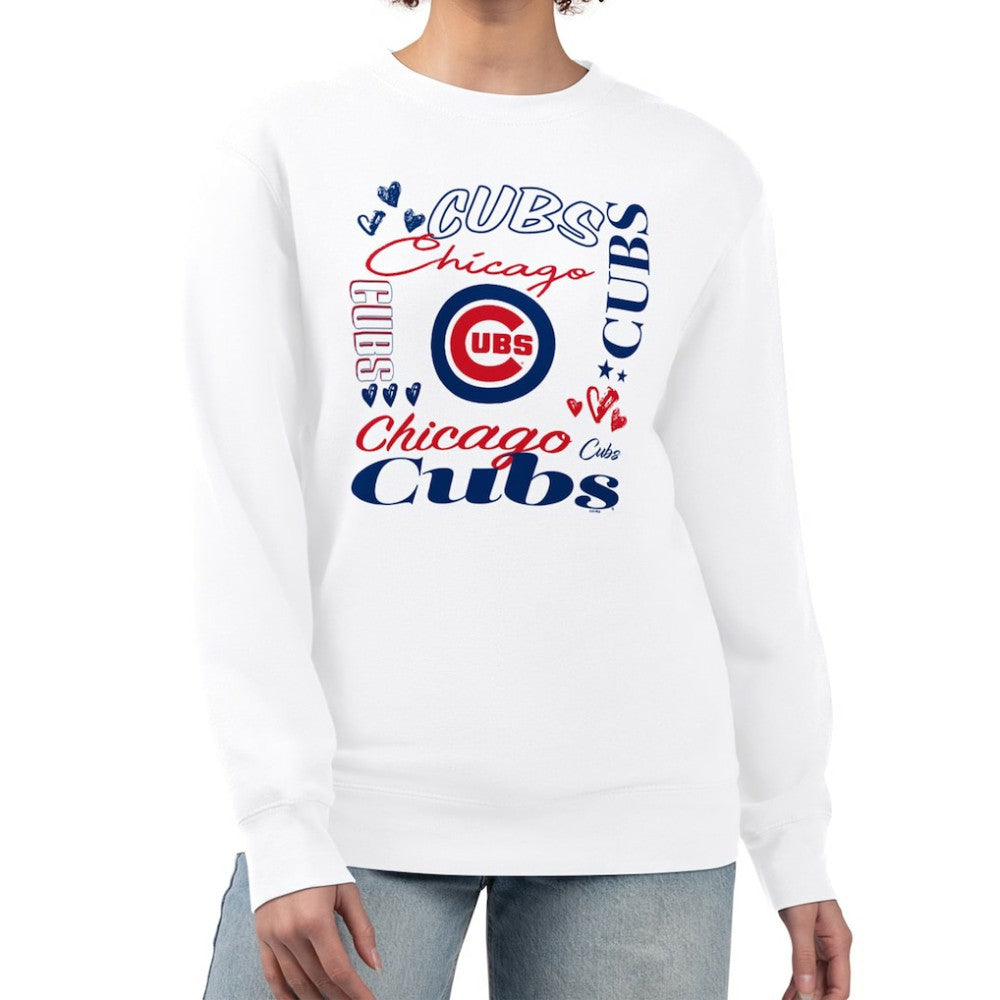 Chicago Cubs G-III 4Her by Carl Banks Women's Collage Team Graphic Fleece Pullover Hoodie - White - MLB Discount