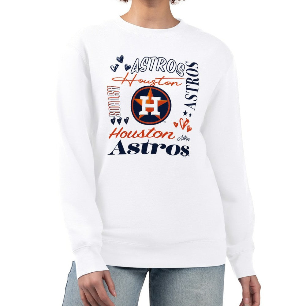 Houston Astros G-III 4Her by Carl Banks Women's Collage Team Graphic Fleece Pullover Hoodie - White - MLB Discount