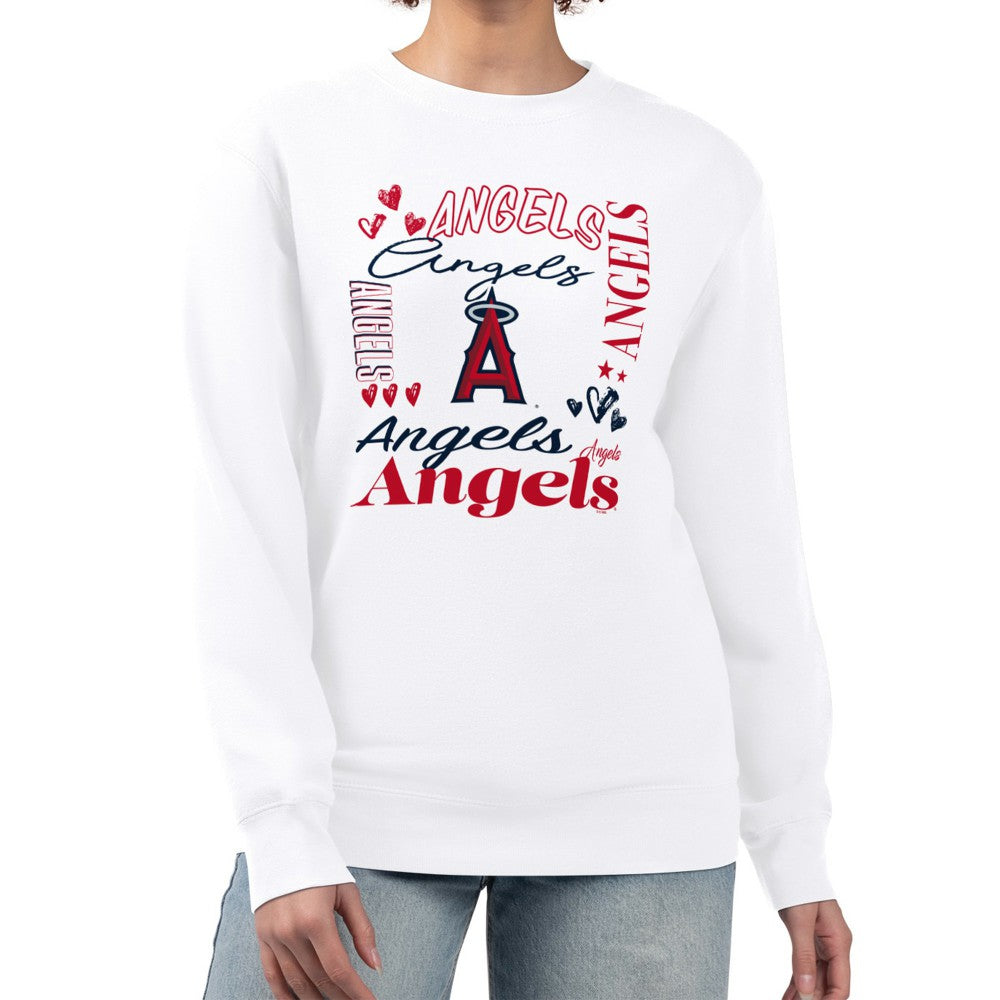 Los Angeles Angels G-III 4Her by Carl Banks Women's Collage Team Graphic Fleece Pullover Hoodie - White - MLB on Sale