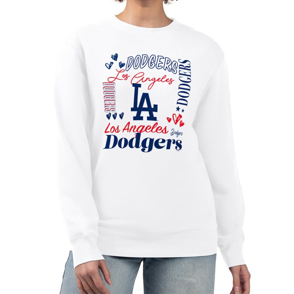 Los Angeles Dodgers G-III 4Her by Carl Banks Women's Collage Team Graphic Fleece Pullover Hoodie - White - MLB Sale