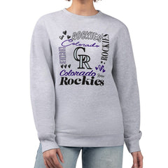 Colorado Rockies G-III 4Her by Carl Banks Women's Collage Team Graphic Fleece Pullover Hoodie - Heather Gray - MLB on Sale