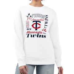 Minnesota Twins G-III 4Her by Carl Banks Women's Collage Team Graphic Fleece Pullover Hoodie - White - MLB Discount