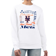 New York Mets G-III 4Her by Carl Banks Women's Collage Team Graphic Fleece Pullover Hoodie - White - MLB Online