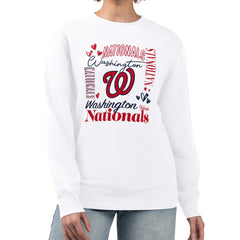 Washington Nationals G-III 4Her by Carl Banks Women's Collage Team Graphic Fleece Pullover Hoodie - White - MLB on Sale