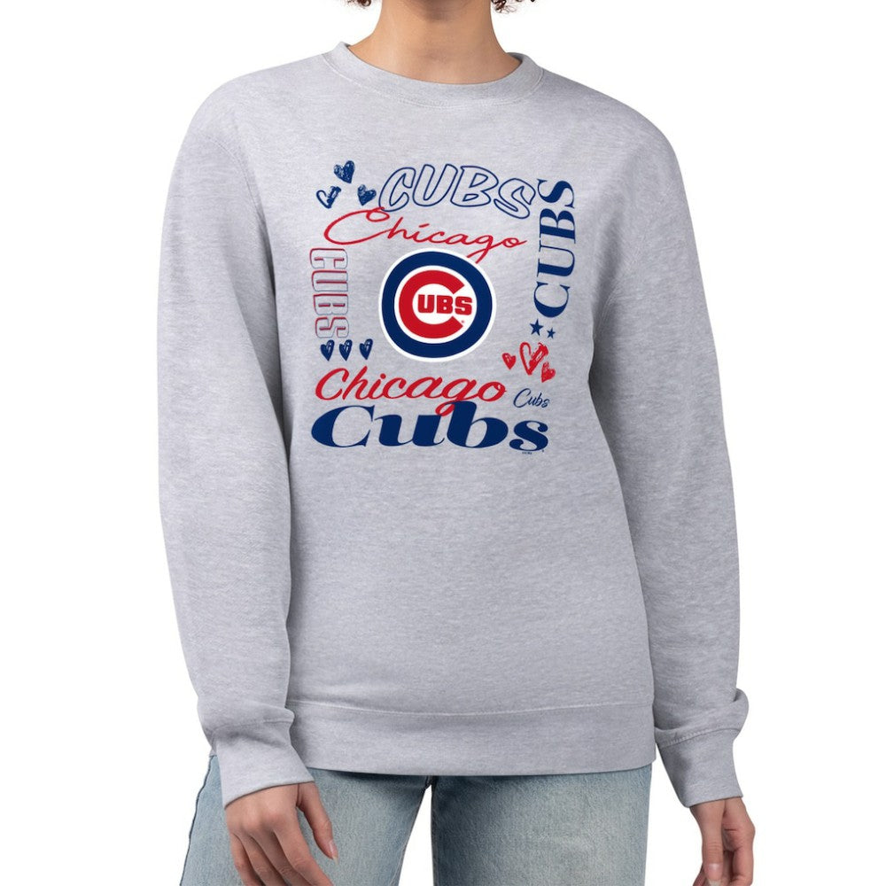 Chicago Cubs G-III 4Her by Carl Banks Women's Collage Team Graphic Fleece Pullover Hoodie - Heather Gray - MLB Lifestyle