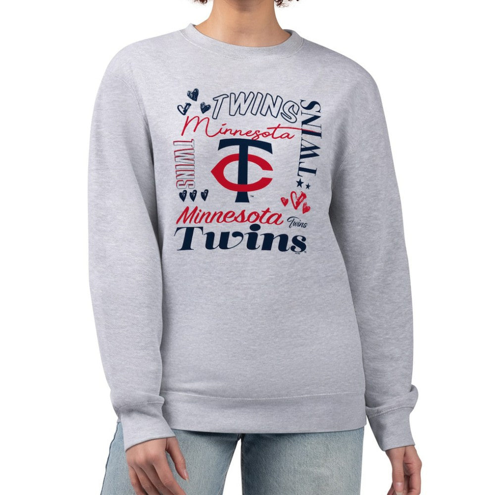 Minnesota Twins G-III 4Her by Carl Banks Women's Collage Team Graphic Fleece Pullover Hoodie - Heather Gray - MLB Sale