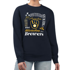 Milwaukee Brewers G-III 4Her by Carl Banks Women's Collage Team Graphic Fleece Pullover Hoodie - Navy - MLB Online