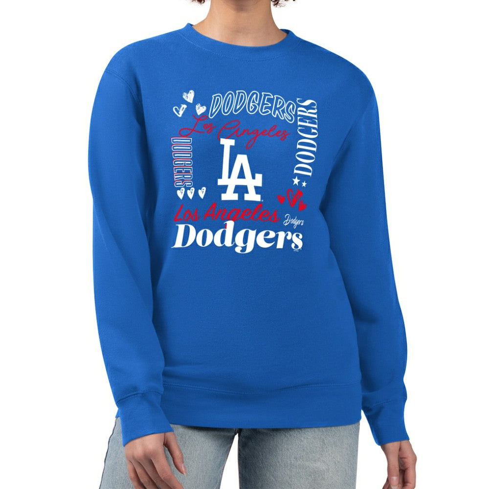 Los Angeles Dodgers G-III 4Her by Carl Banks Women's Collage Team Graphic Fleece Pullover Hoodie - Royal - MLB Lifestyle