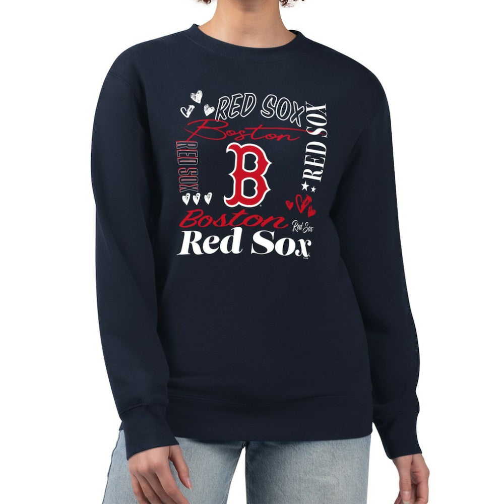 Boston Red Sox G-III 4Her by Carl Banks Women's Collage Team Graphic Fleece Pullover Hoodie - Navy - MLB Lifestyle