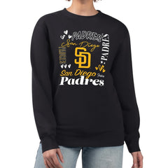 San Diego Padres G-III 4Her by Carl Banks Women's Collage Team Graphic Fleece Pullover Hoodie - Black - MLB Lifestyle