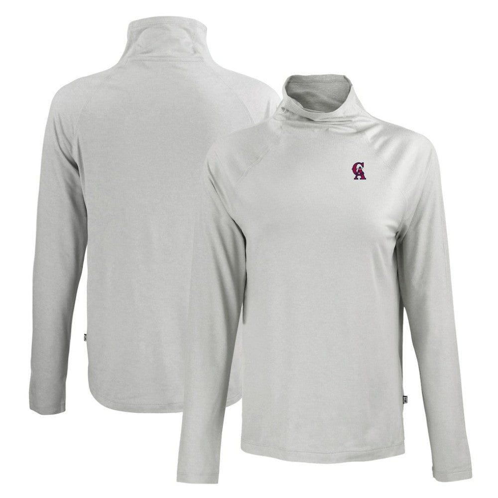 California Angels Cutter & Buck Women's Cooperstown Collection Coastline Epic Comfort Eco Recycled Funnel Neck Raglan Pullover Top - Gray - MLB Discount