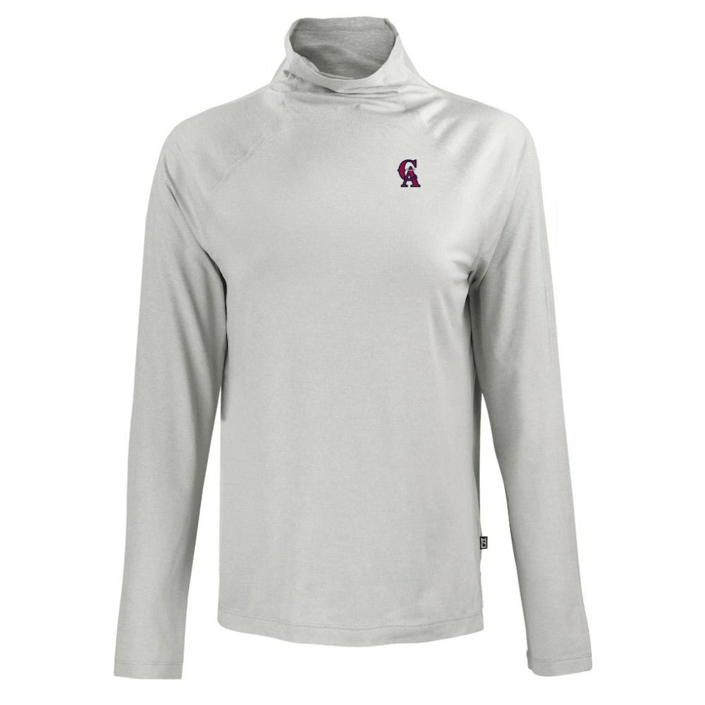 California Angels Cutter & Buck Women's Cooperstown Collection Coastline Epic Comfort Eco Recycled Funnel Neck Raglan Pullover Top - Gray - MLB Discount